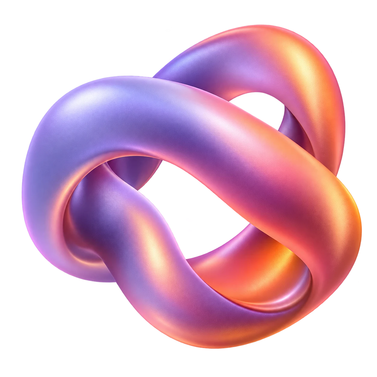 A sculptural loop with soft coloured highlights.