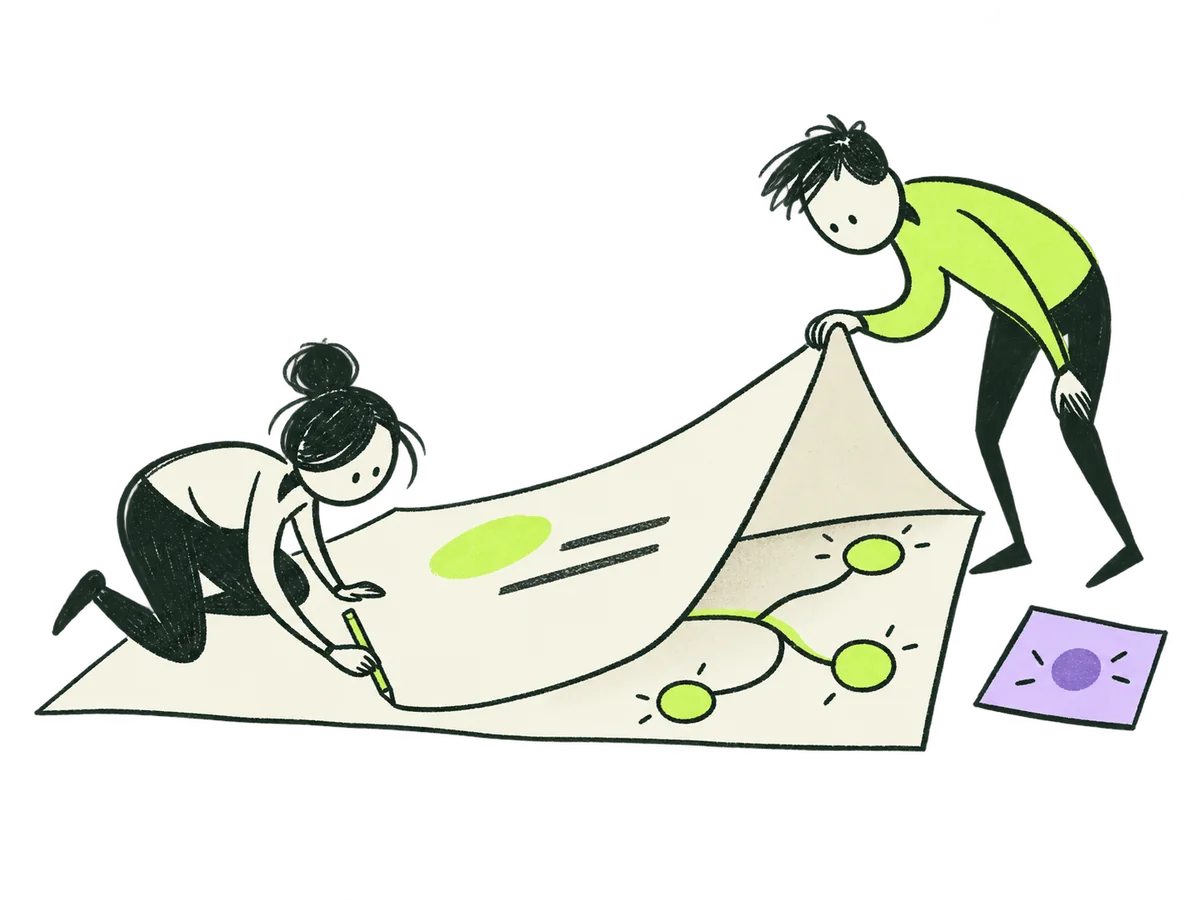Two people lift the surface of a question to examine the connections underneath.